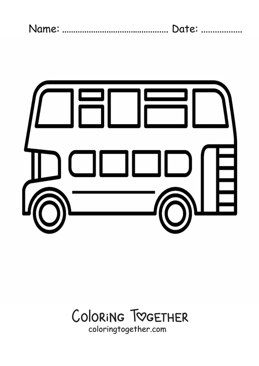 Coloring page of the side of a double-decker bus