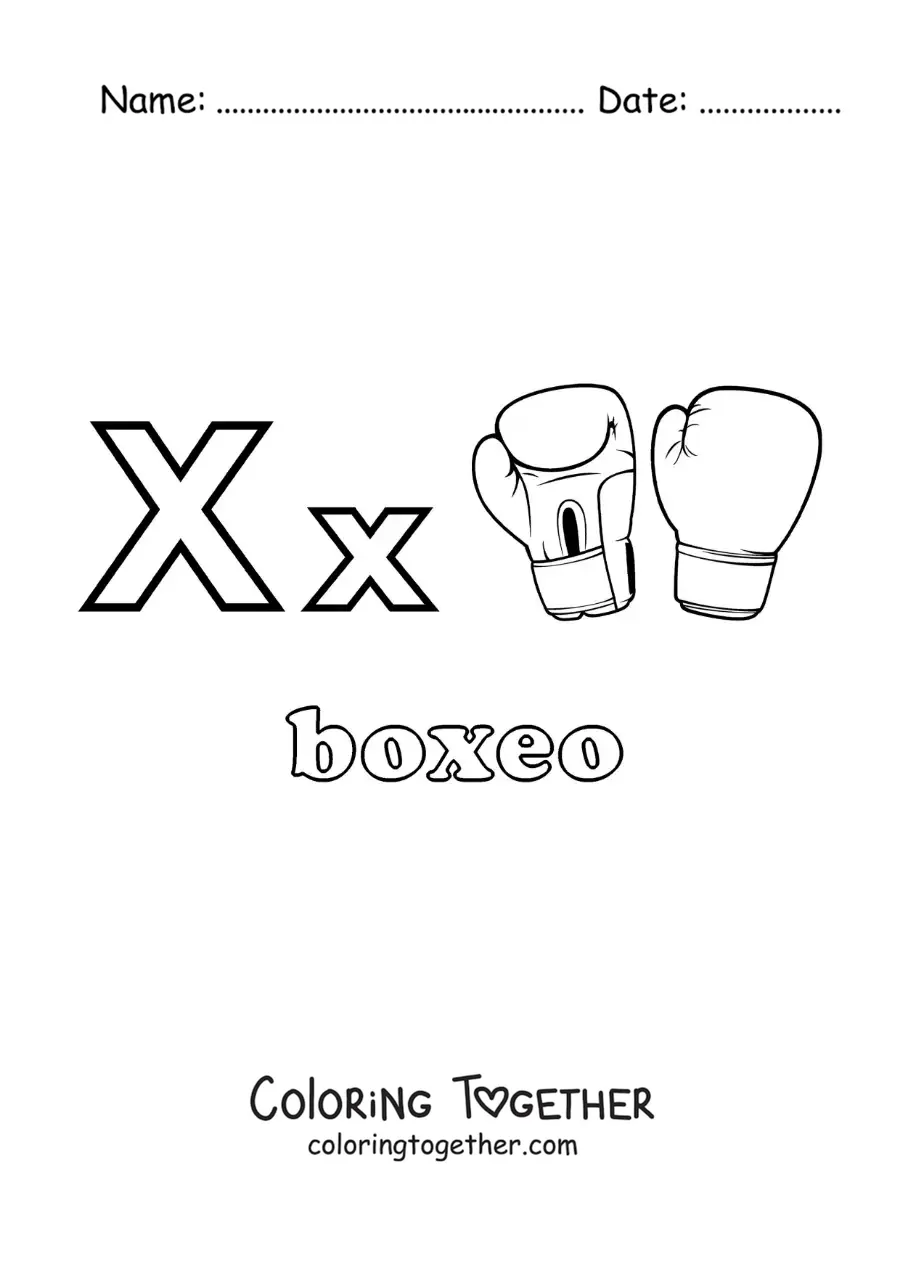 Coloring page of X for boxing