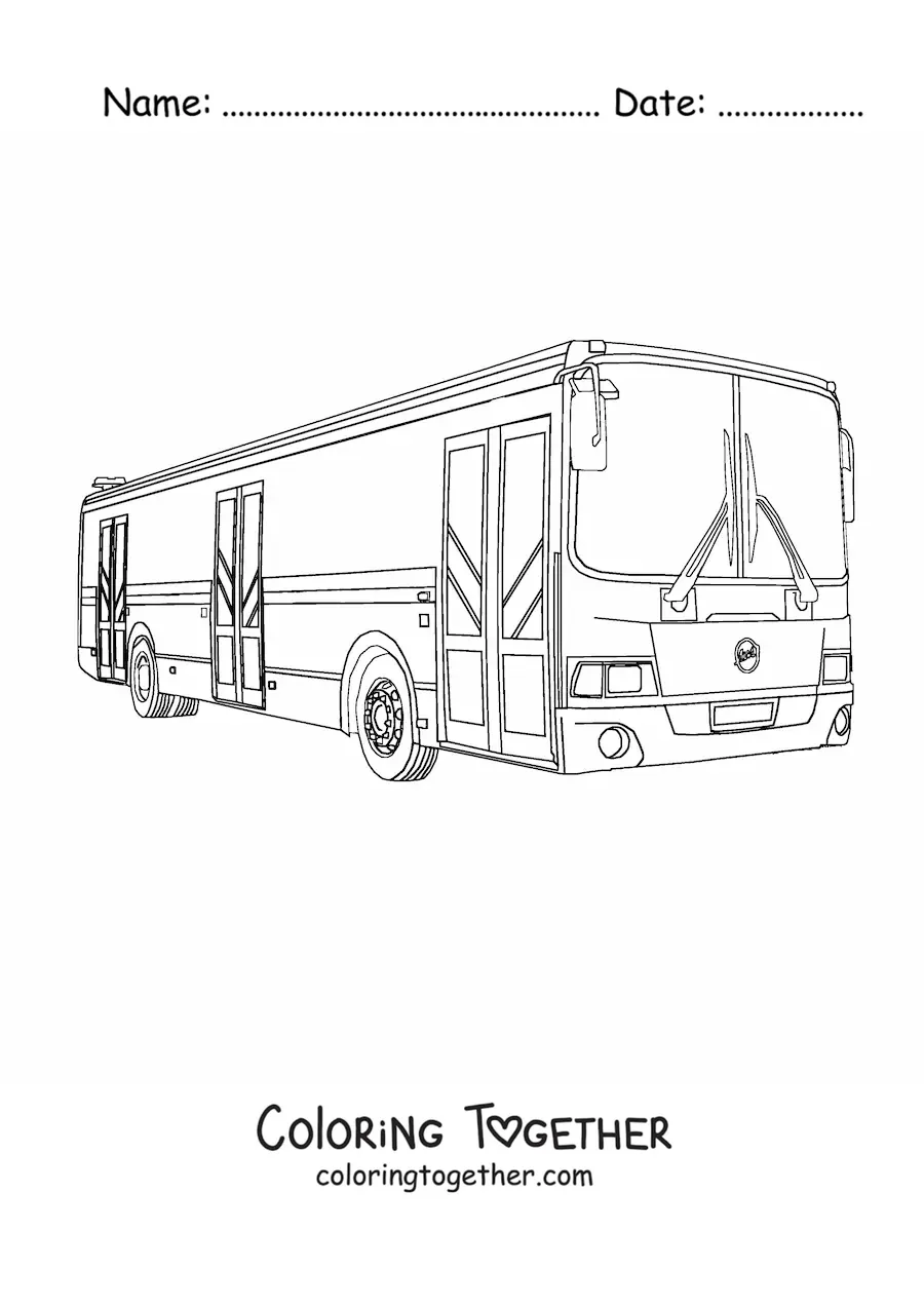 Coloring page of a passenger bus