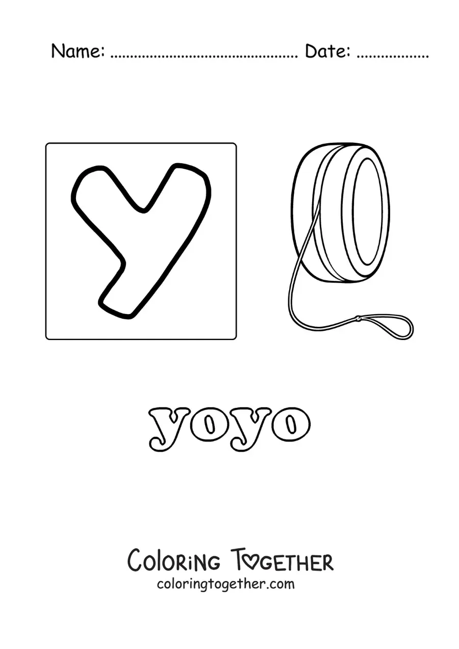 Coloring page of Y for yoyo