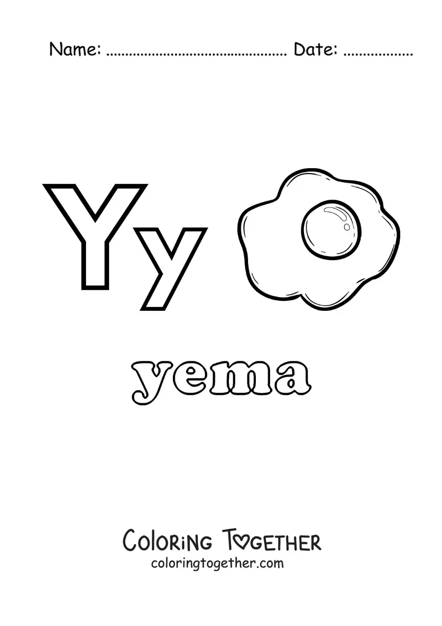 Coloring page of Y for egg yolk