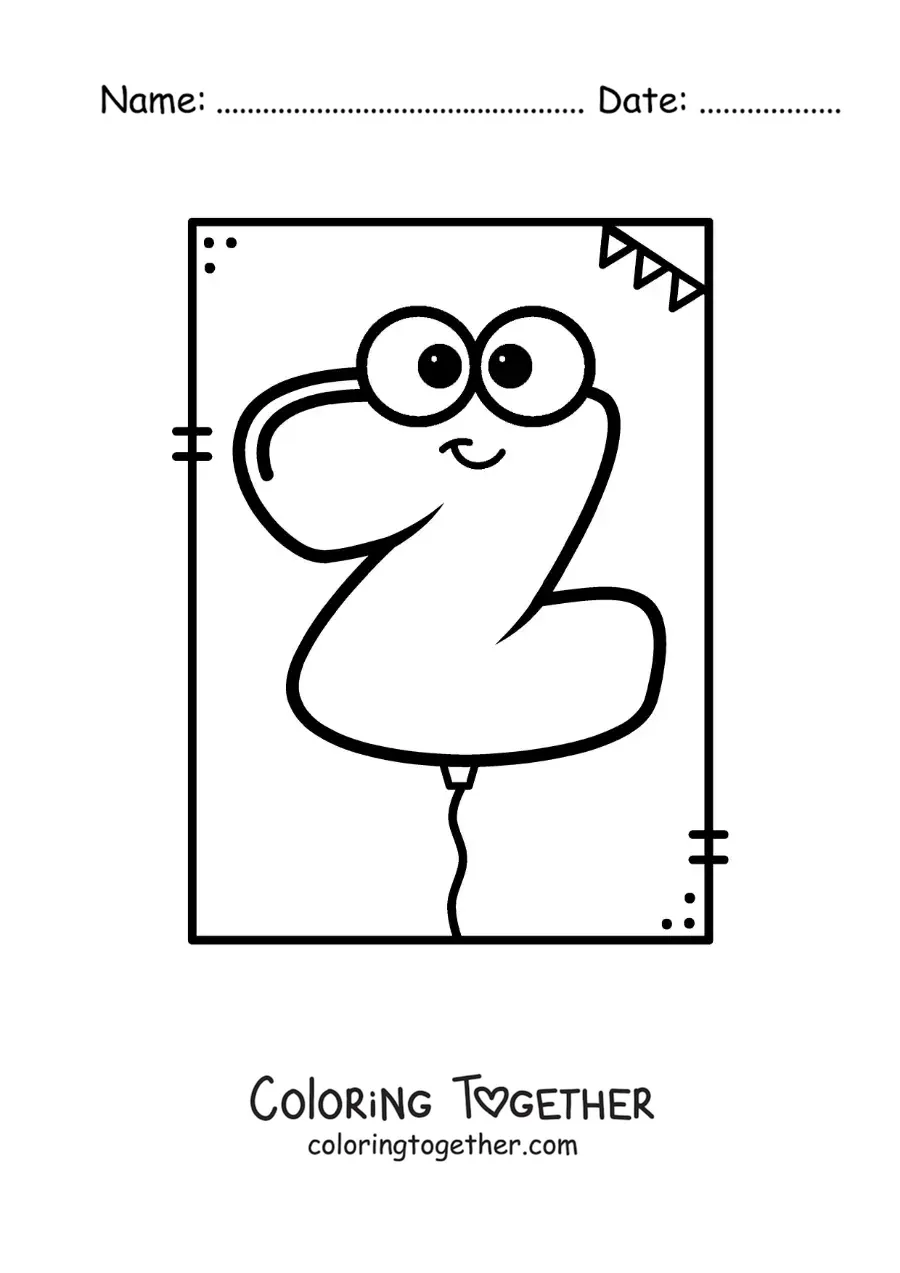 Coloring page of a cartoon letter Z shaped like a balloon