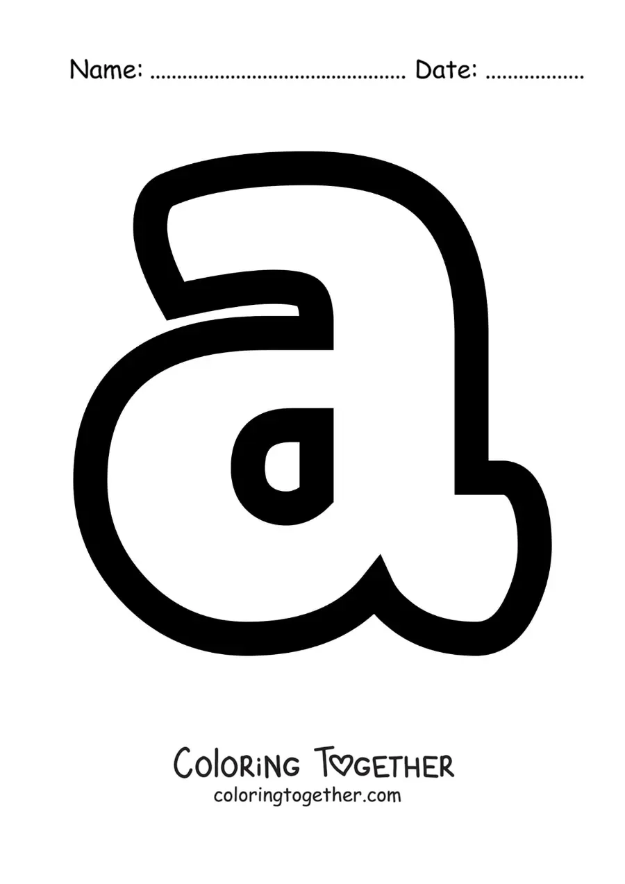 Coloring page of the lowercase letter A