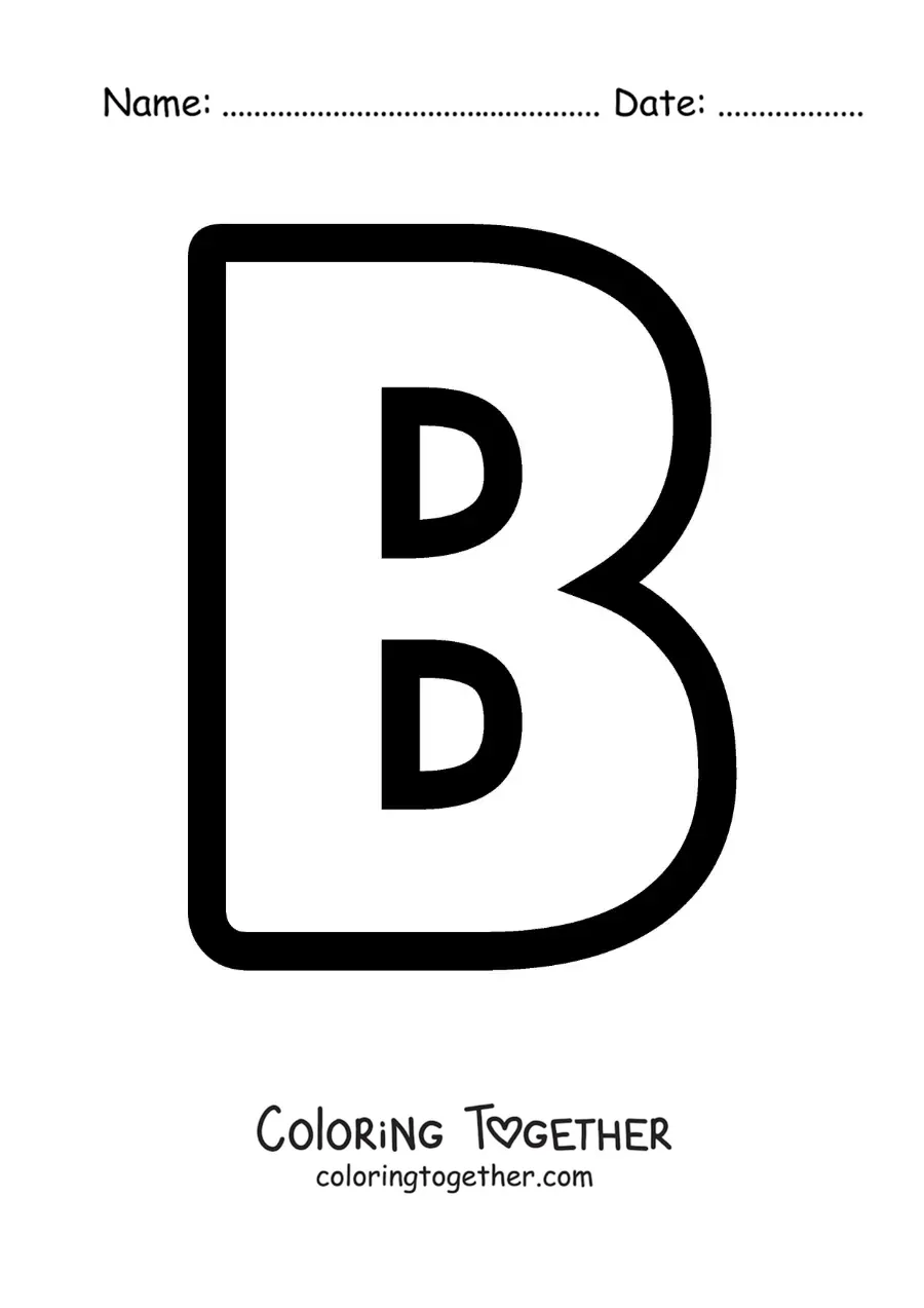 Coloring page of the uppercase letter B