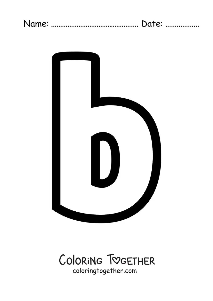 Coloring page of the lowercase letter B