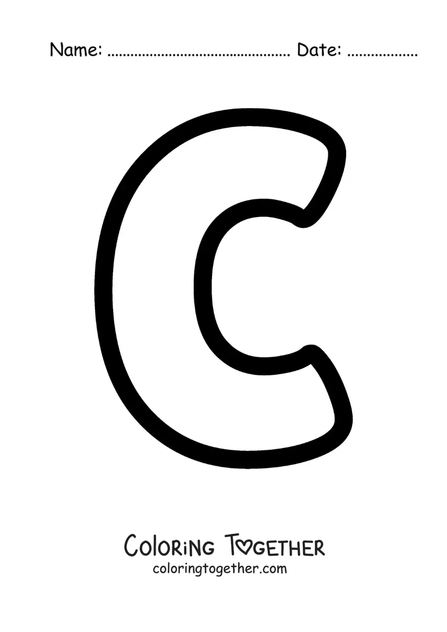 Coloring page of the uppercase letter C