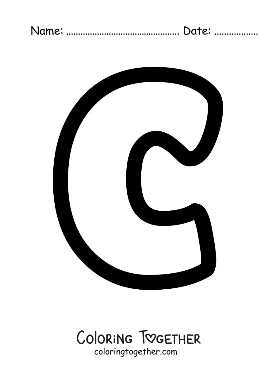 Coloring page of the lowercase letter C