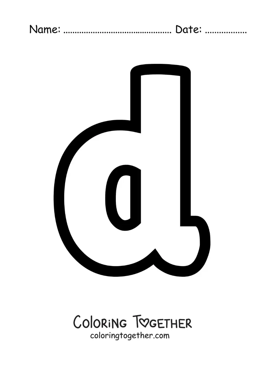 Coloring page of the lowercase letter D
