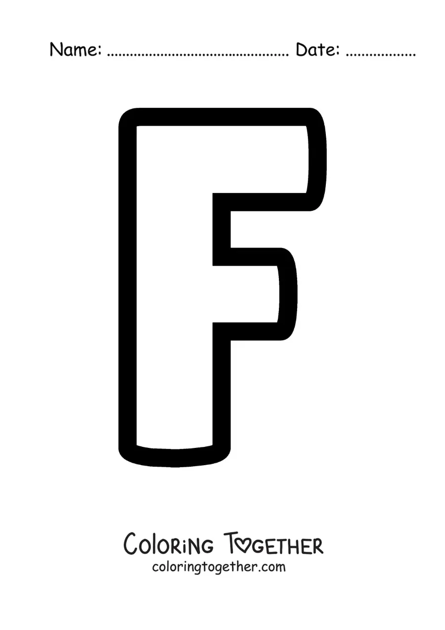 Coloring page of the uppercase letter F