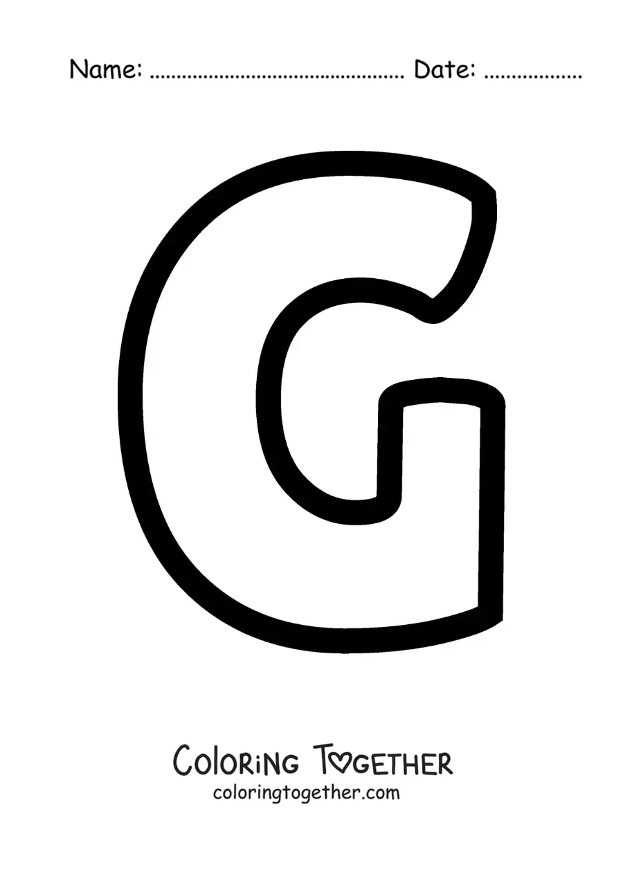 Coloring page of the uppercase letter G