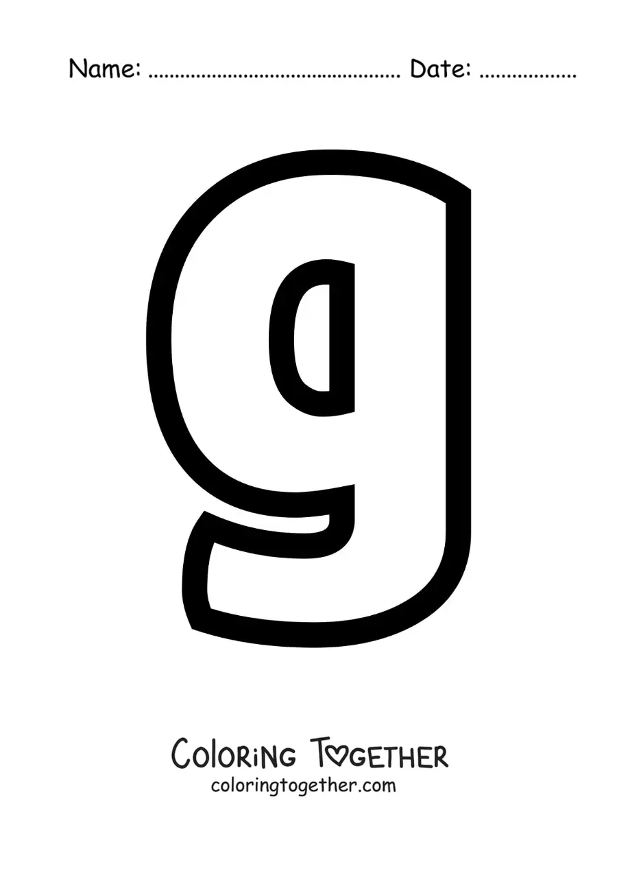 Coloring page of the lowercase letter G