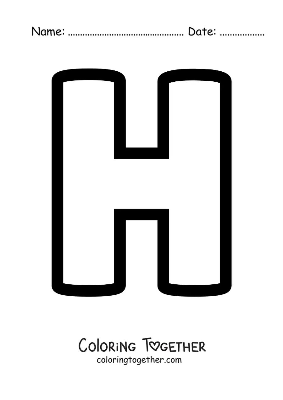 Coloring page of the uppercase letter H
