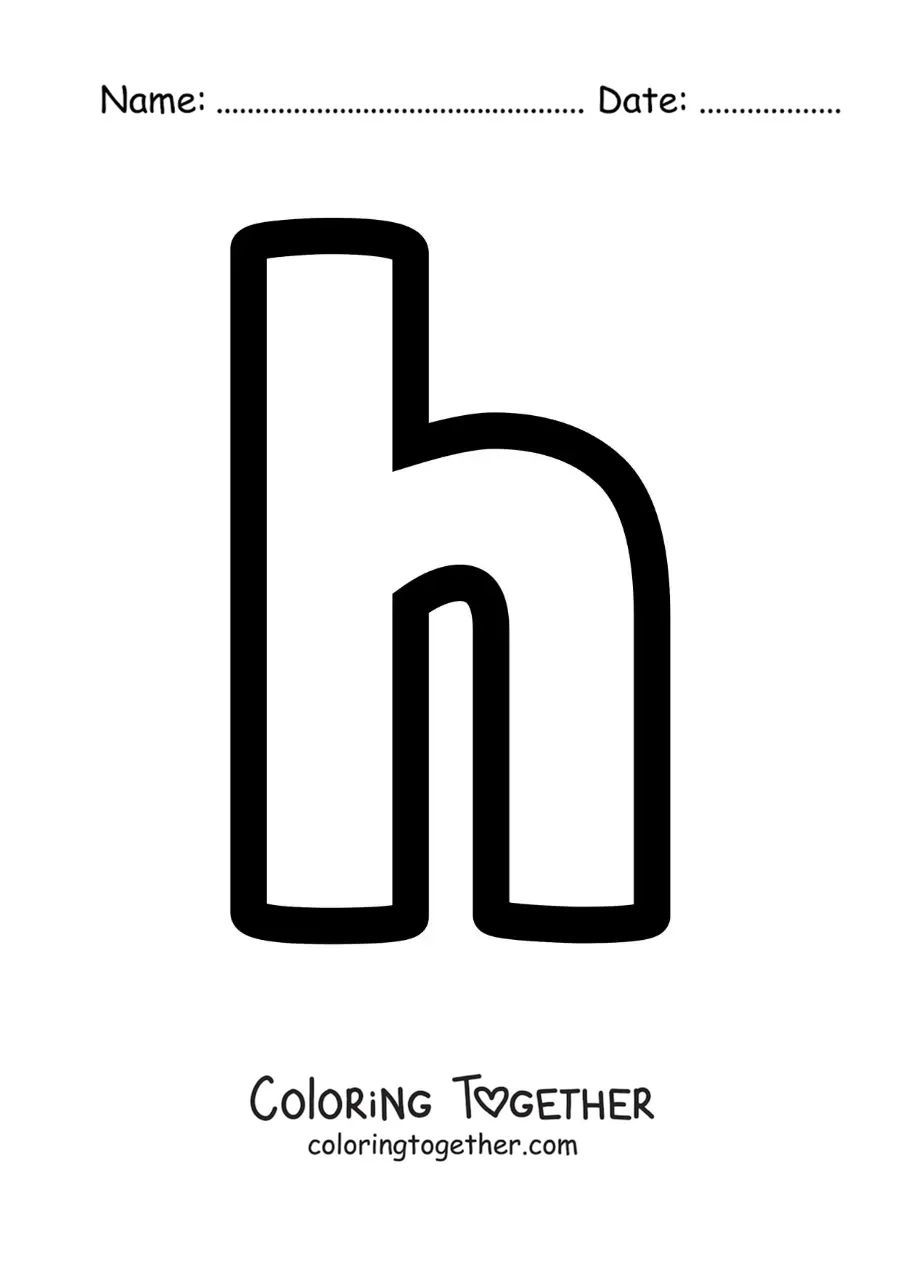 Coloring page of the lowercase letter H