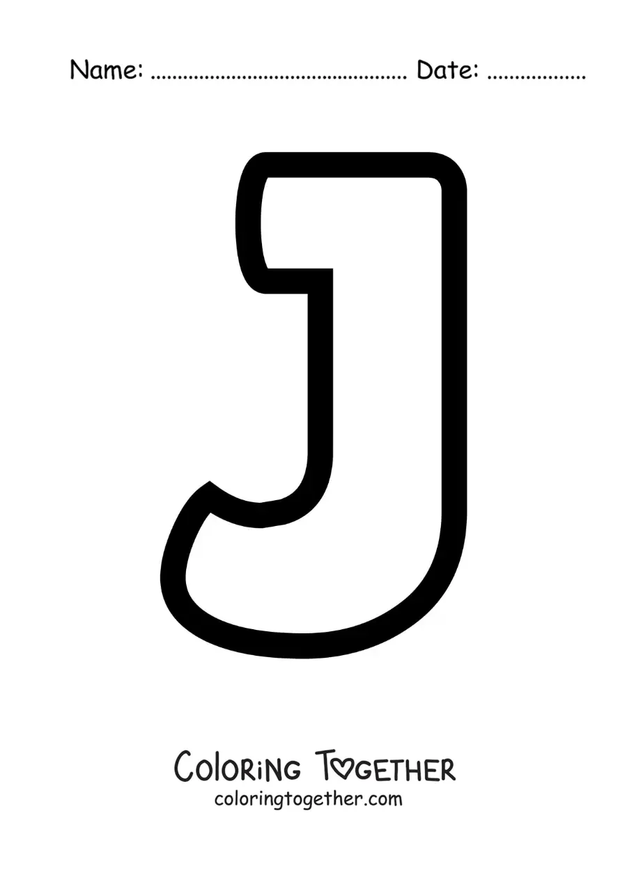 Coloring page of the uppercase letter J