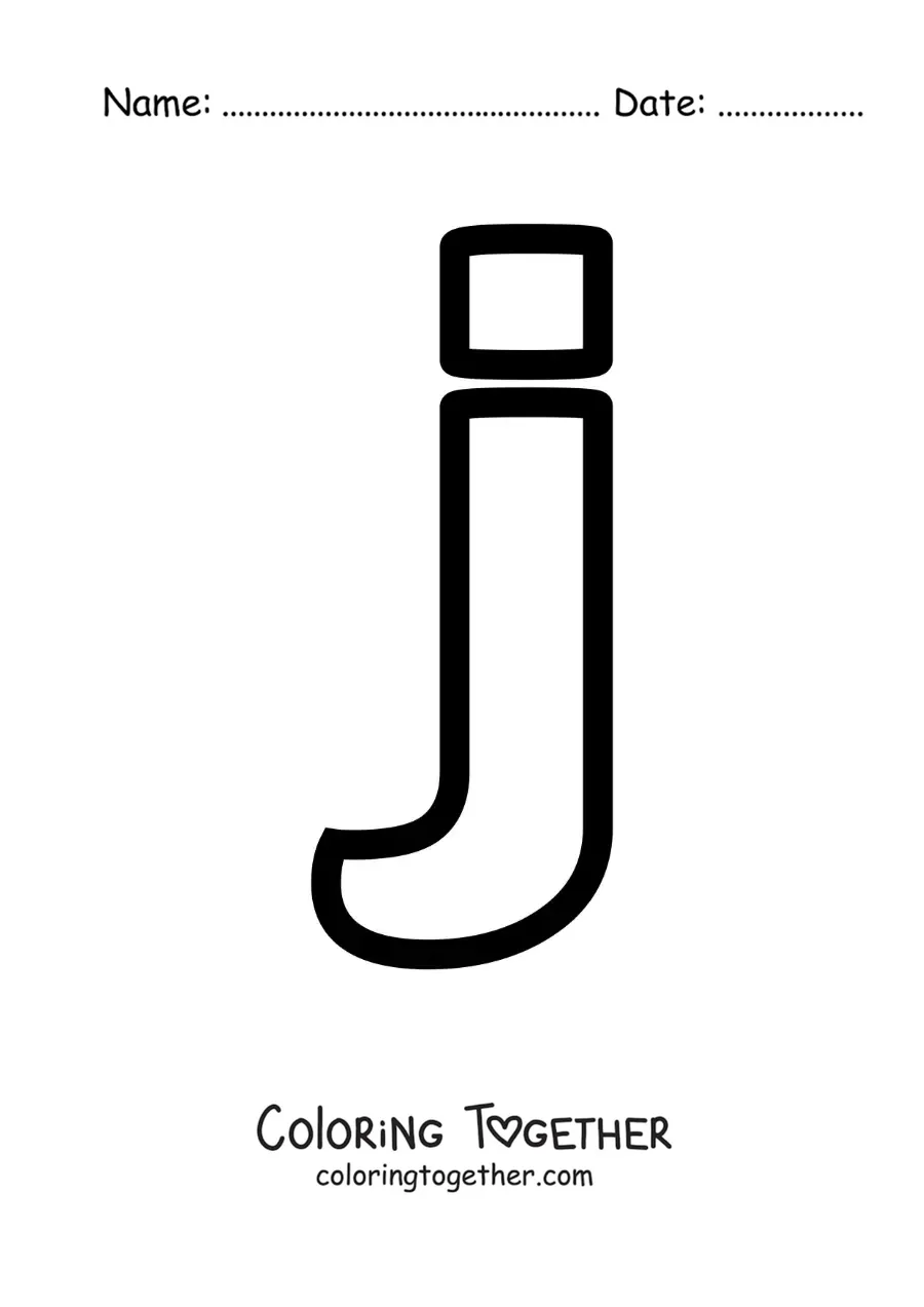 Coloring page of the lowercase letter J