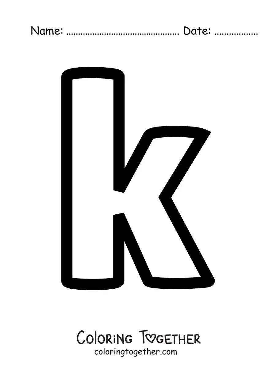 Coloring page of the lowercase letter K