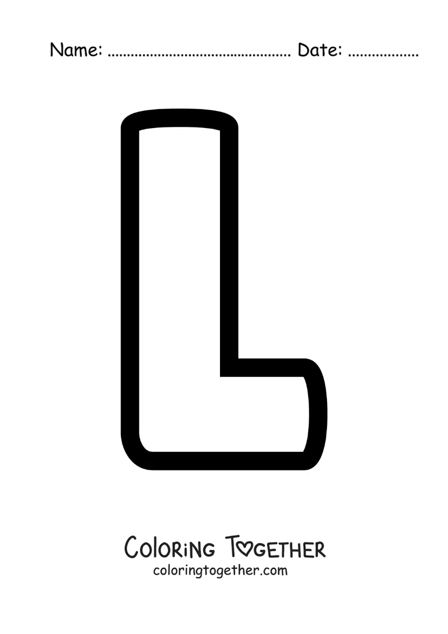 Coloring page of the uppercase letter L