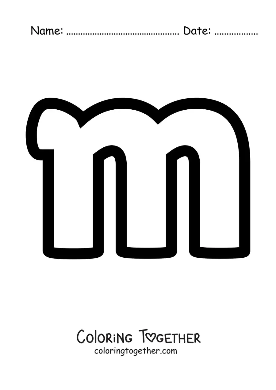 Coloring page of the lowercase letter M