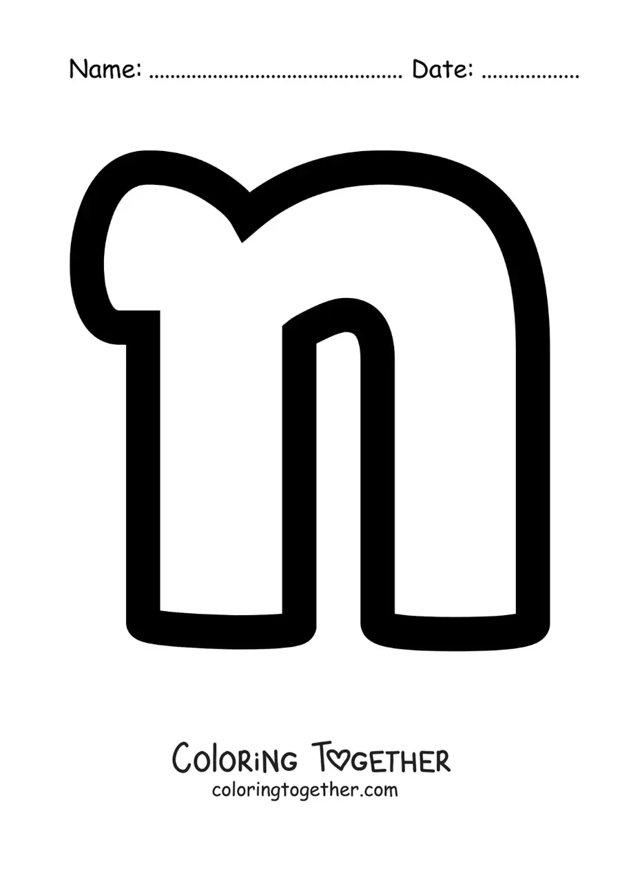 Coloring page of the lowercase letter N