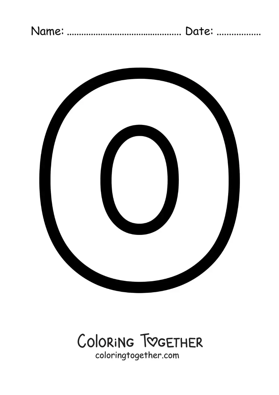 Coloring page of the uppercase letter O