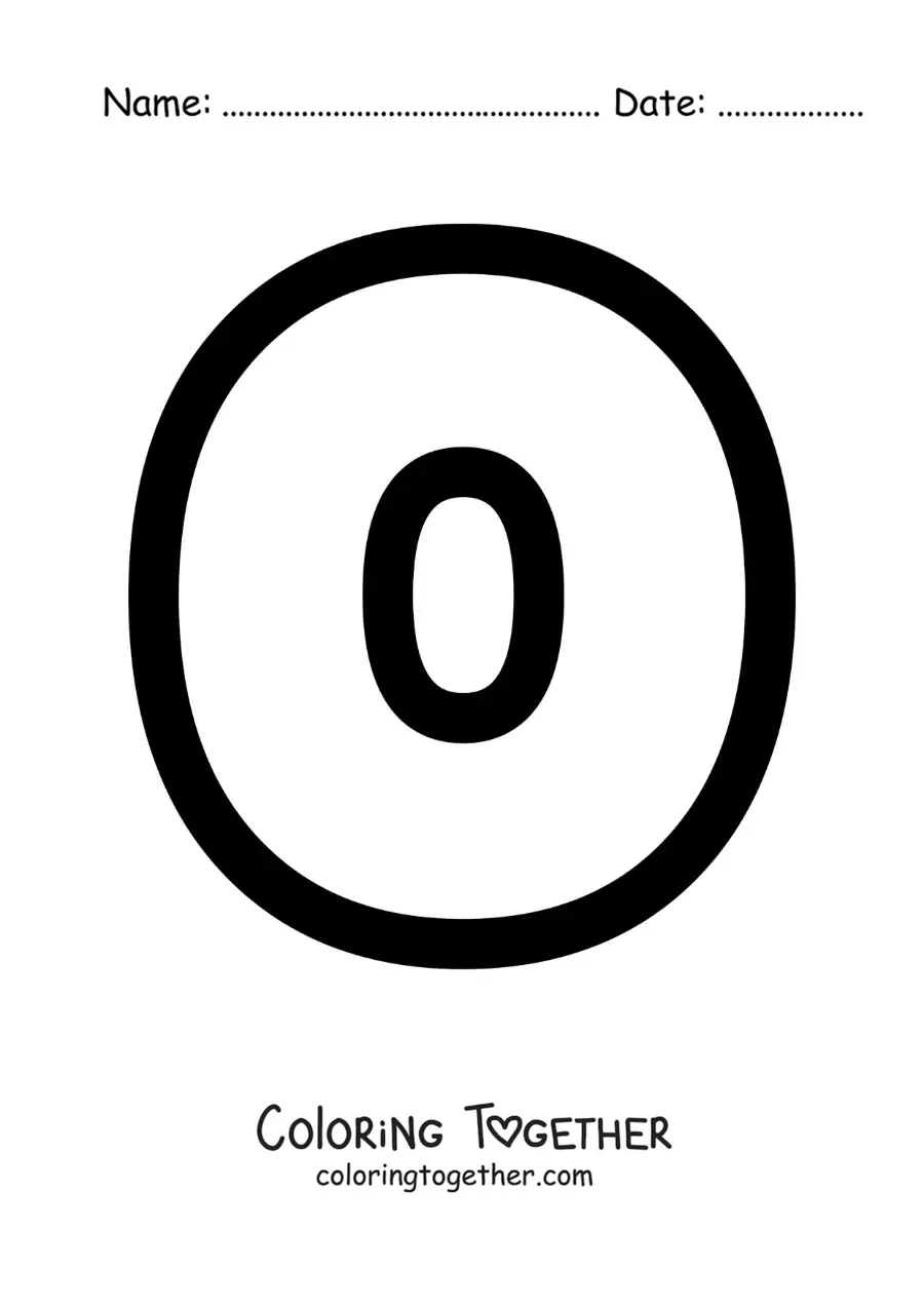 Coloring page of the lowercase letter O