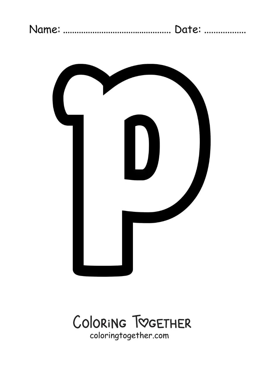 Coloring page of the lowercase letter P