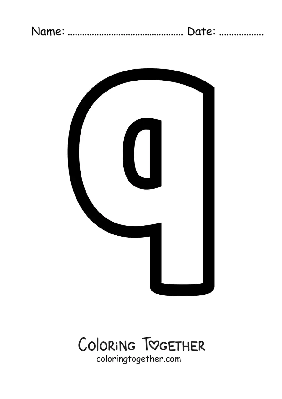 Coloring page of the lowercase letter Q