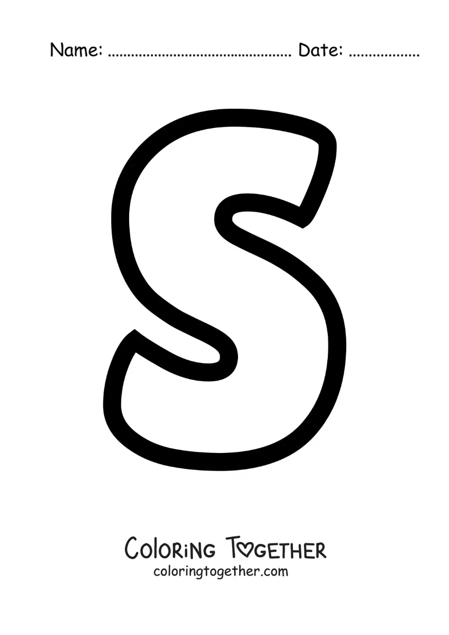 Coloring page of the uppercase letter S