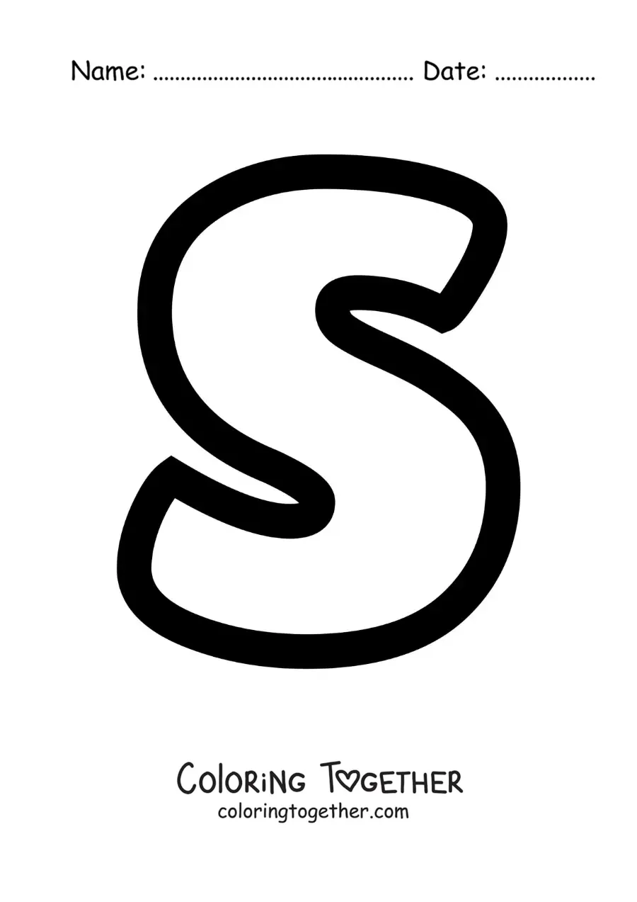 Coloring page of the lowercase letter S
