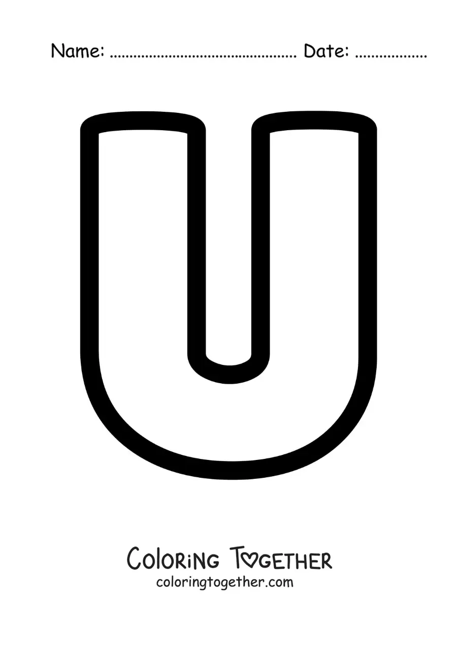 Coloring page of the uppercase letter U