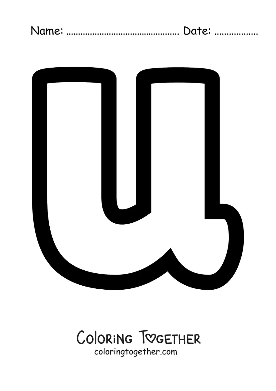 Coloring page of the lowercase letter U