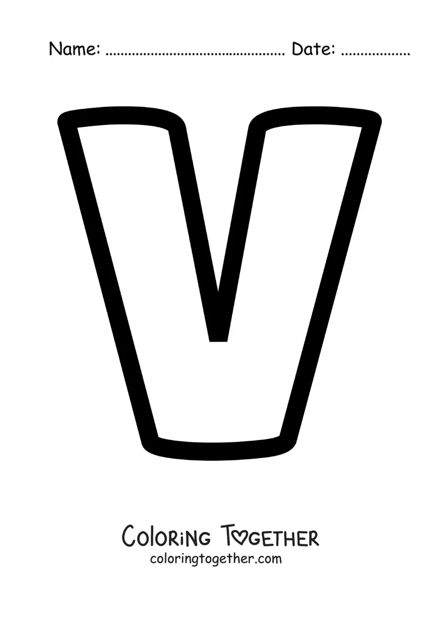Coloring page of the uppercase letter V