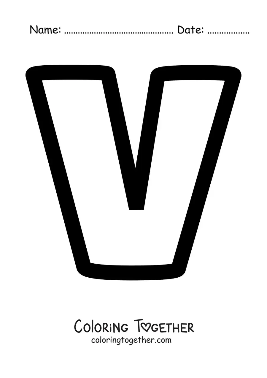 Coloring page of the lowercase letter V