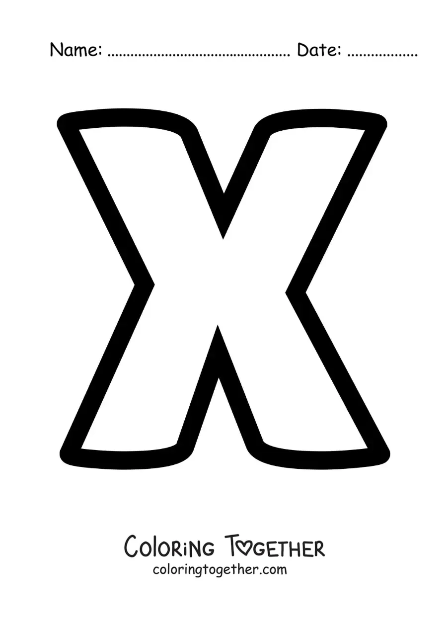 Coloring page of the uppercase letter X