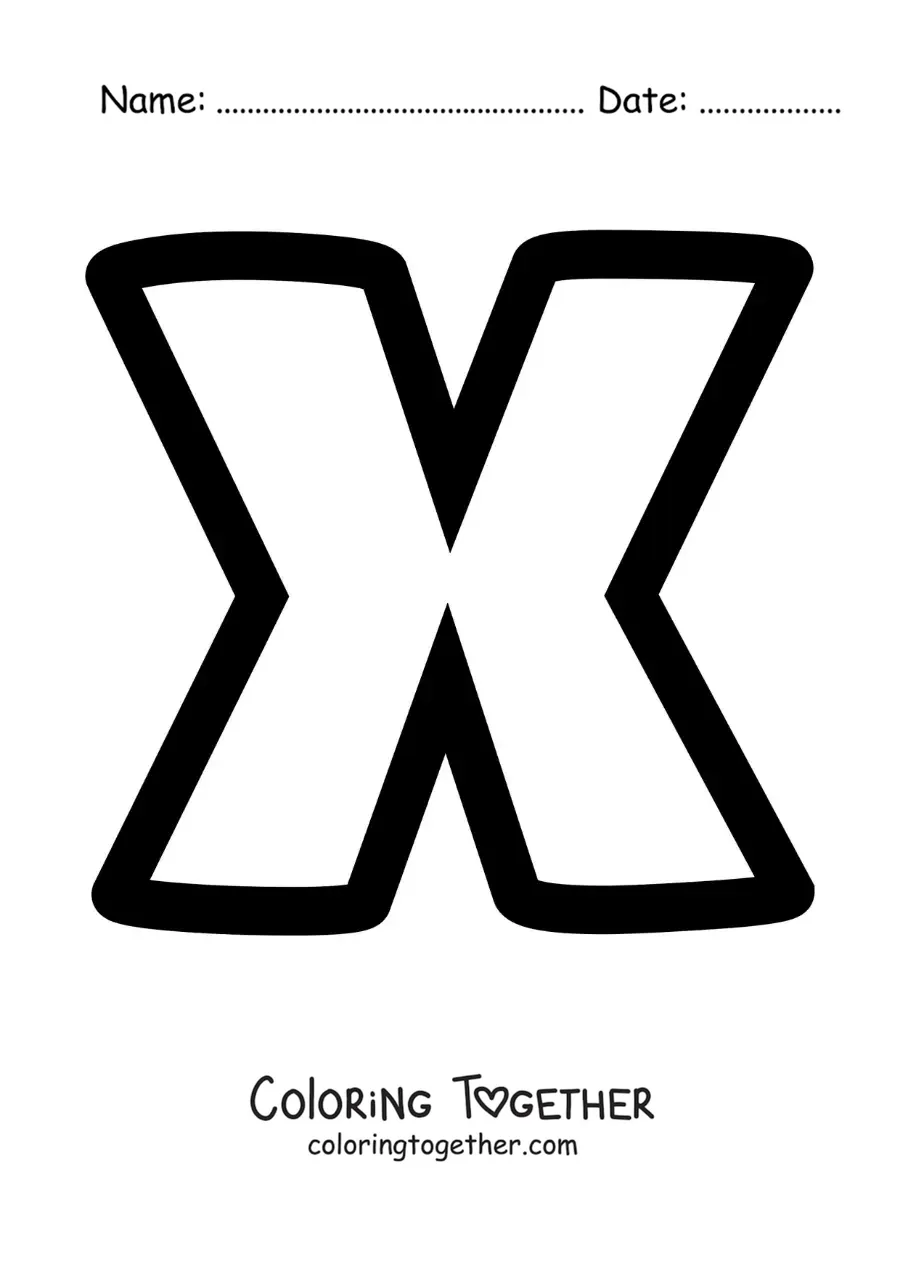 Coloring page of the lowercase letter X