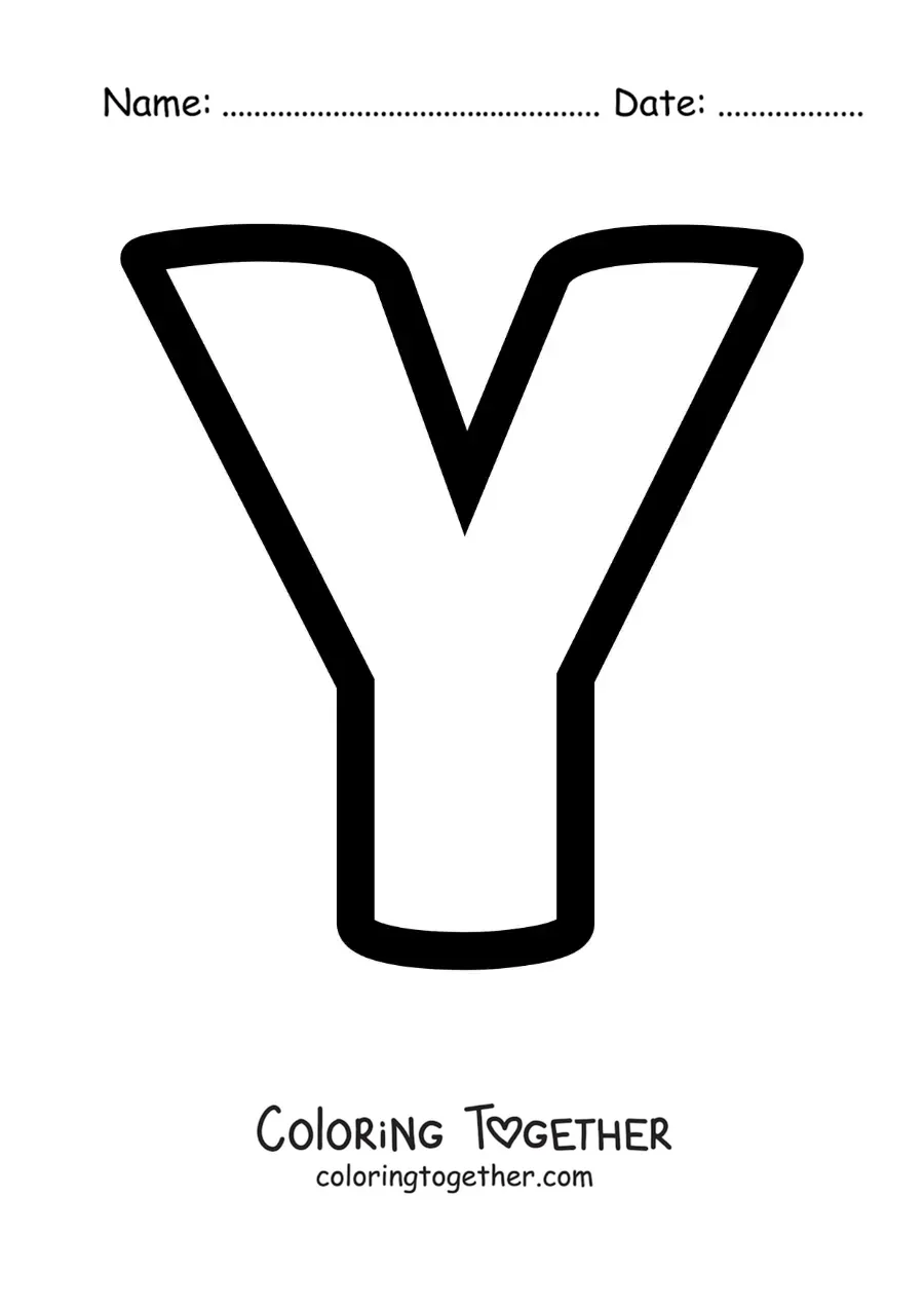 Coloring page of the uppercase letter Y