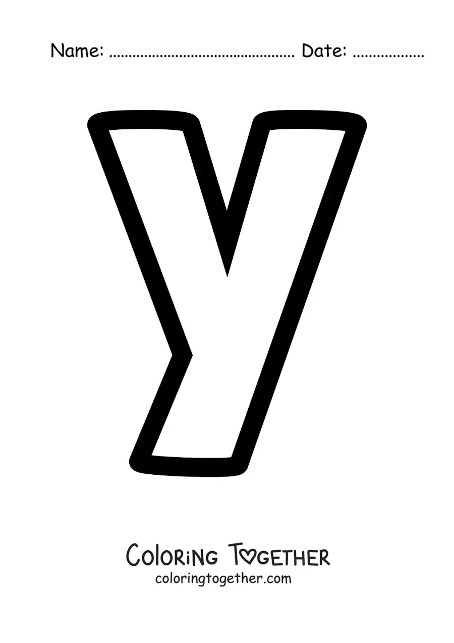 Coloring page of the lowercase letter Y