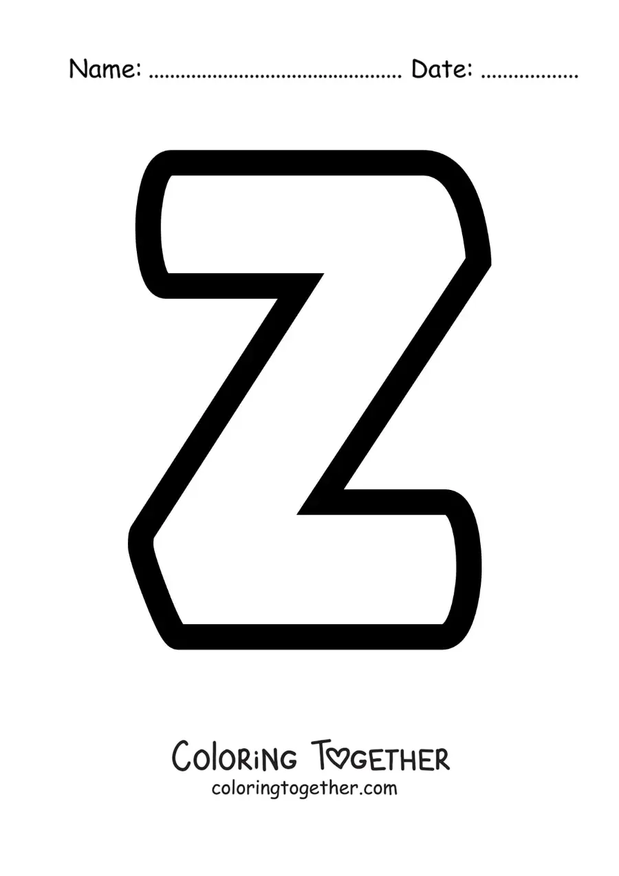 Coloring page of the uppercase letter Z