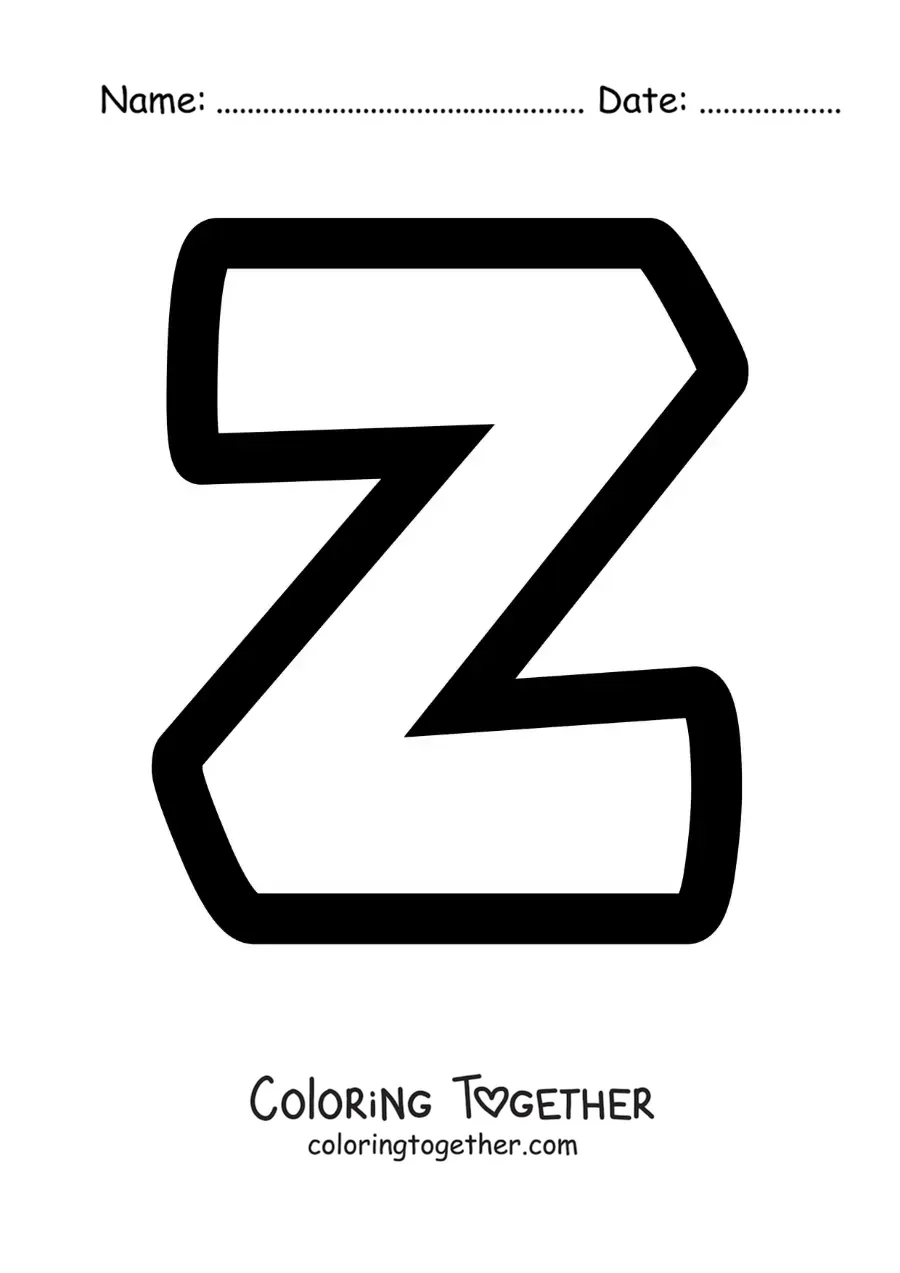 Coloring page of the lowercase letter Z