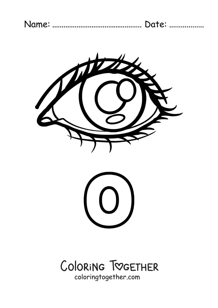 Coloring page of the letter O for ojo (eye)