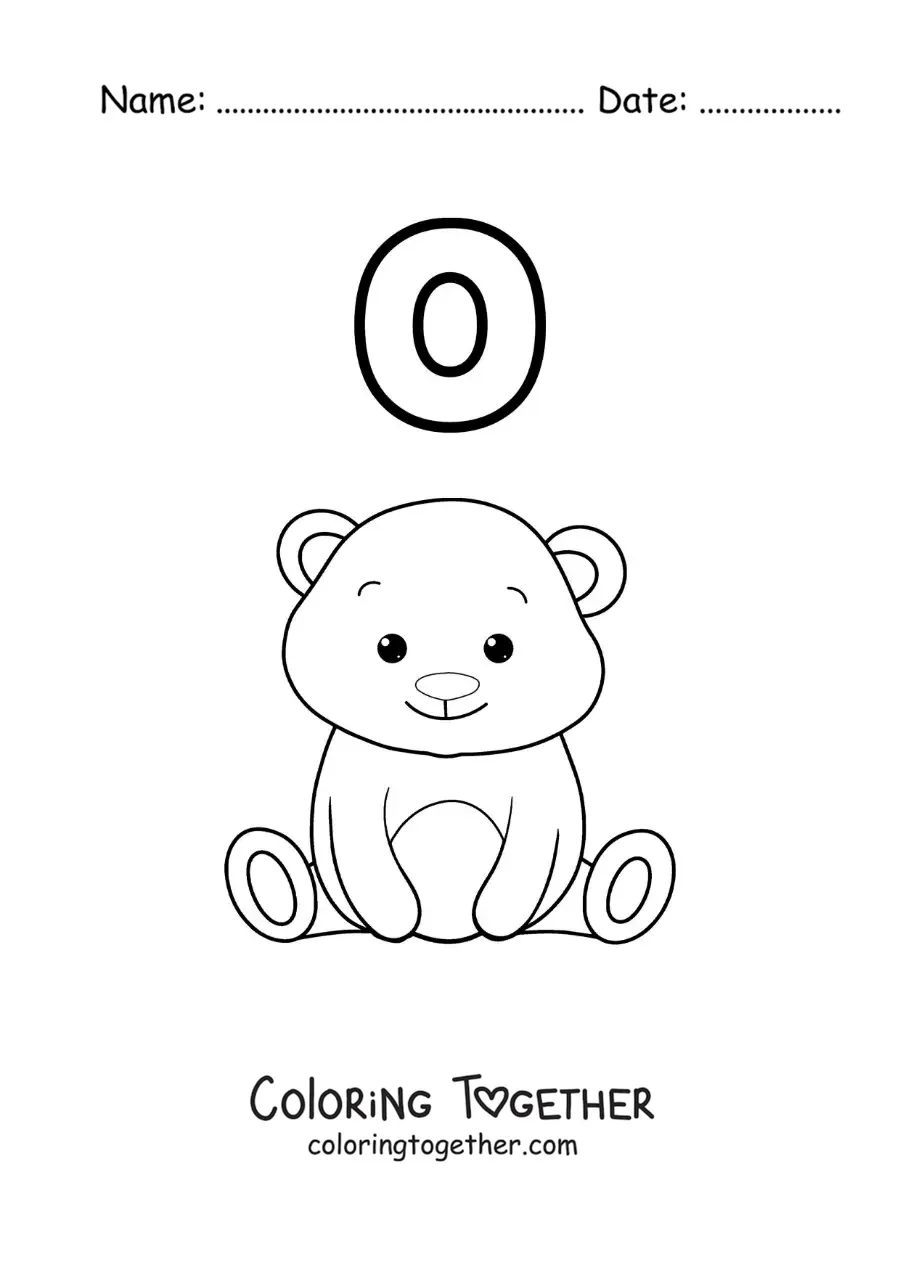 Coloring page of the letter O for oso (bear)