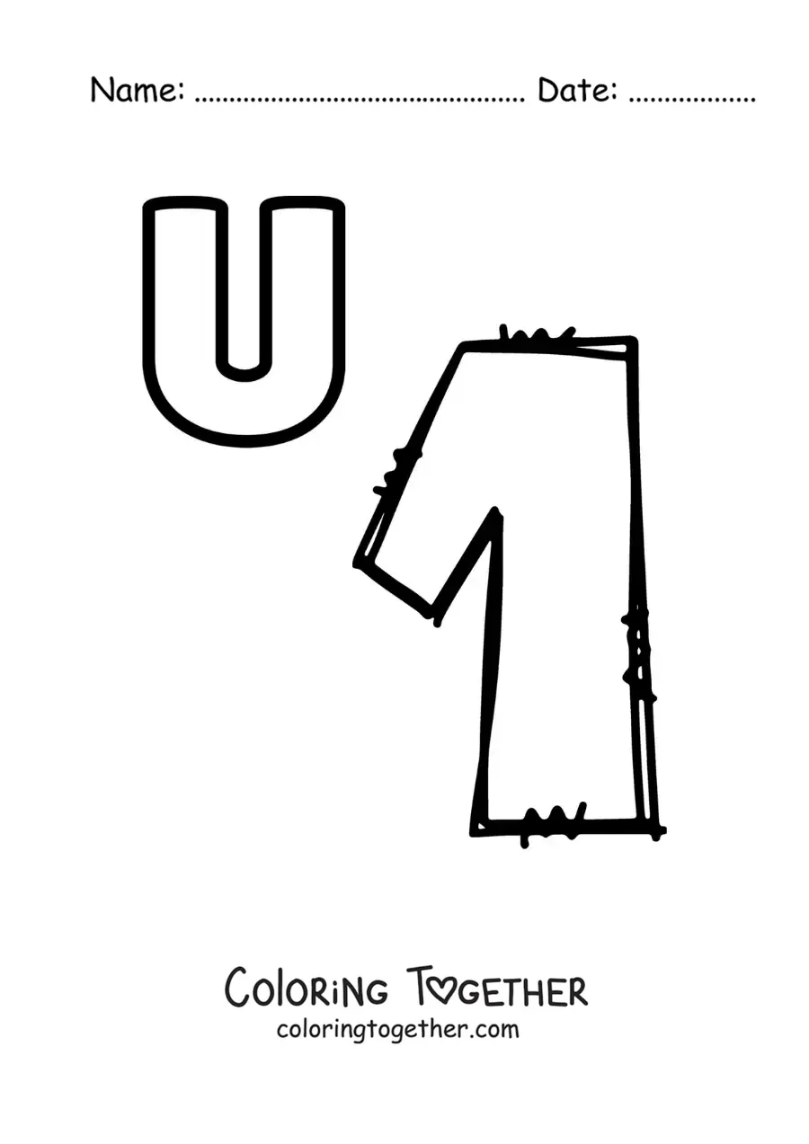Coloring page of the letter u for one