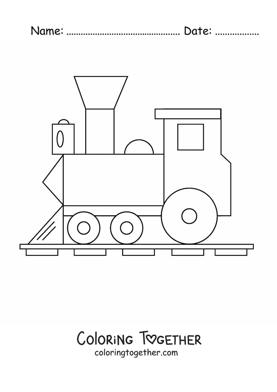 Coloring page of a simple locomotive