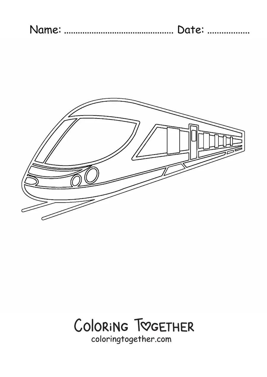Coloring page of a bullet train