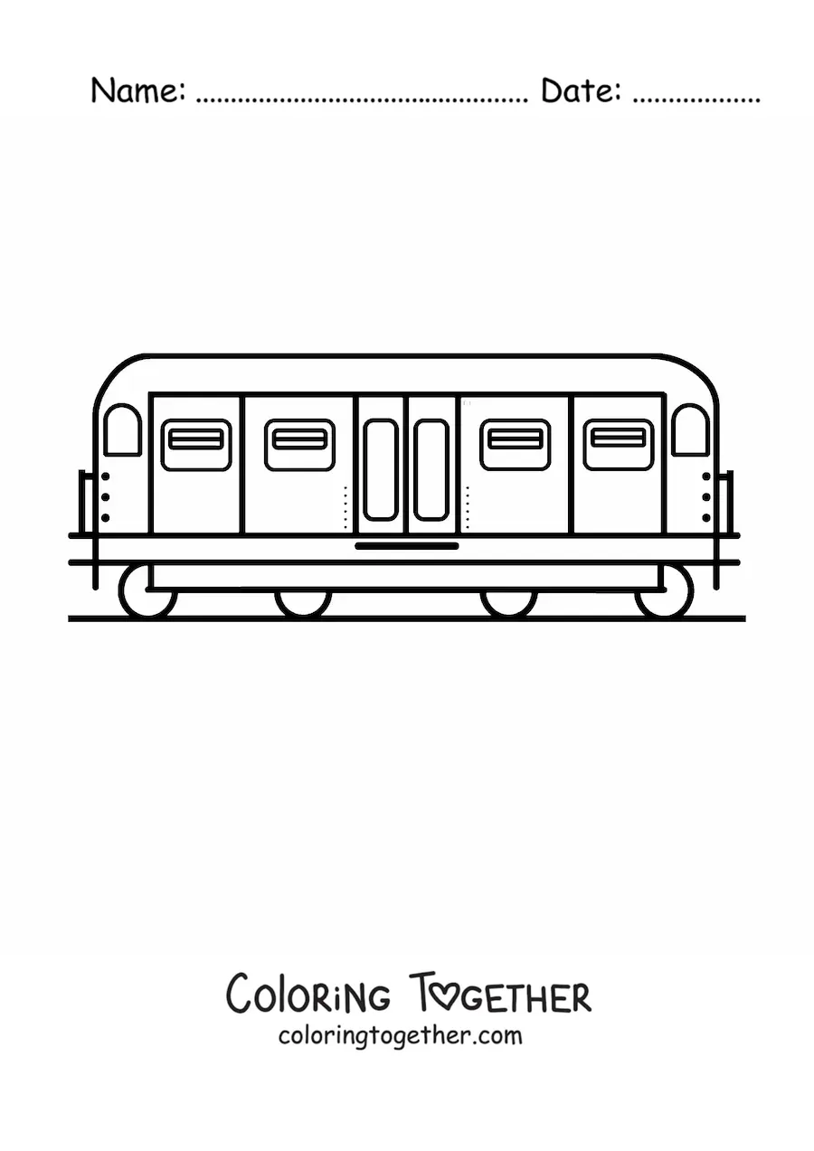 Coloring page of a modern train car
