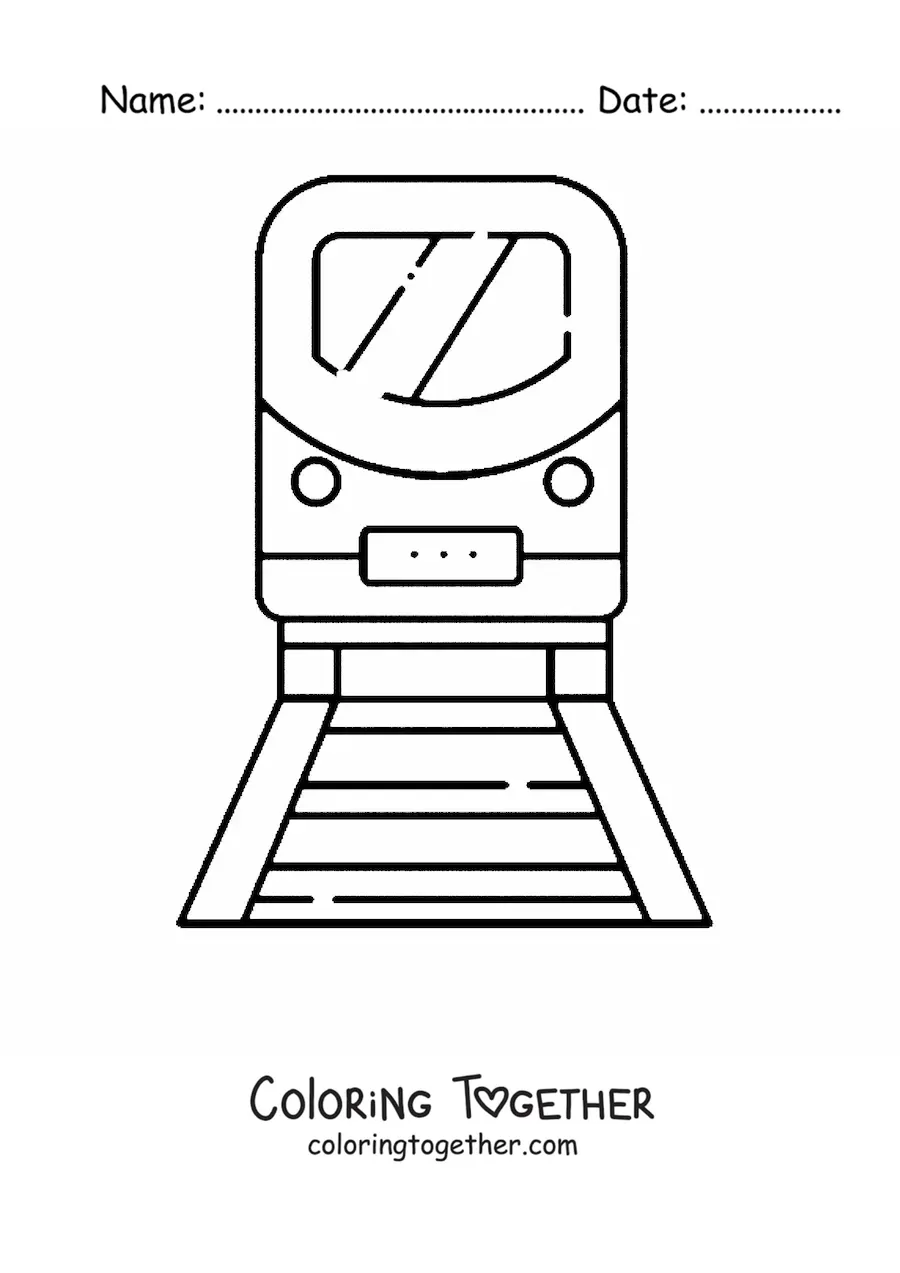 Coloring page of the front view of a train