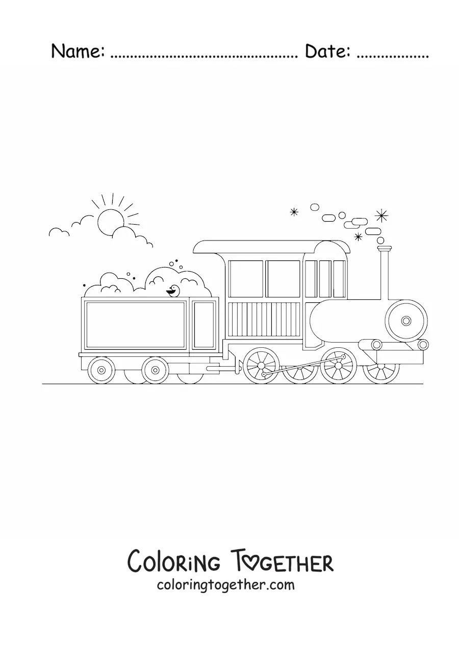 Coloring page of a freight train
