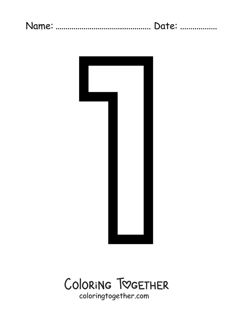 Coloring page of the large number 1