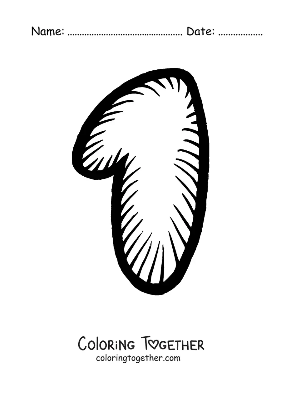 Coloring page of the large number 1 for preschool kids