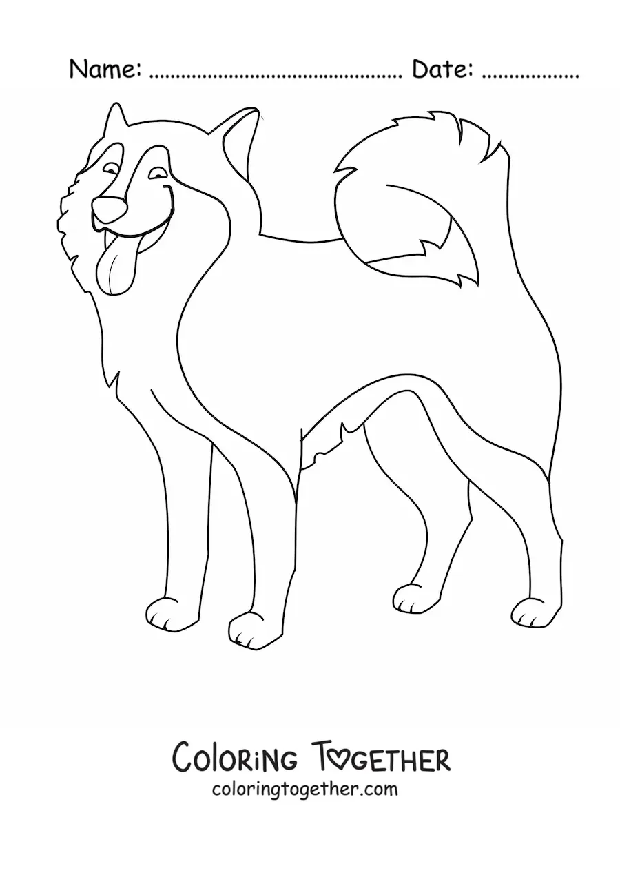 Coloring page of a husky